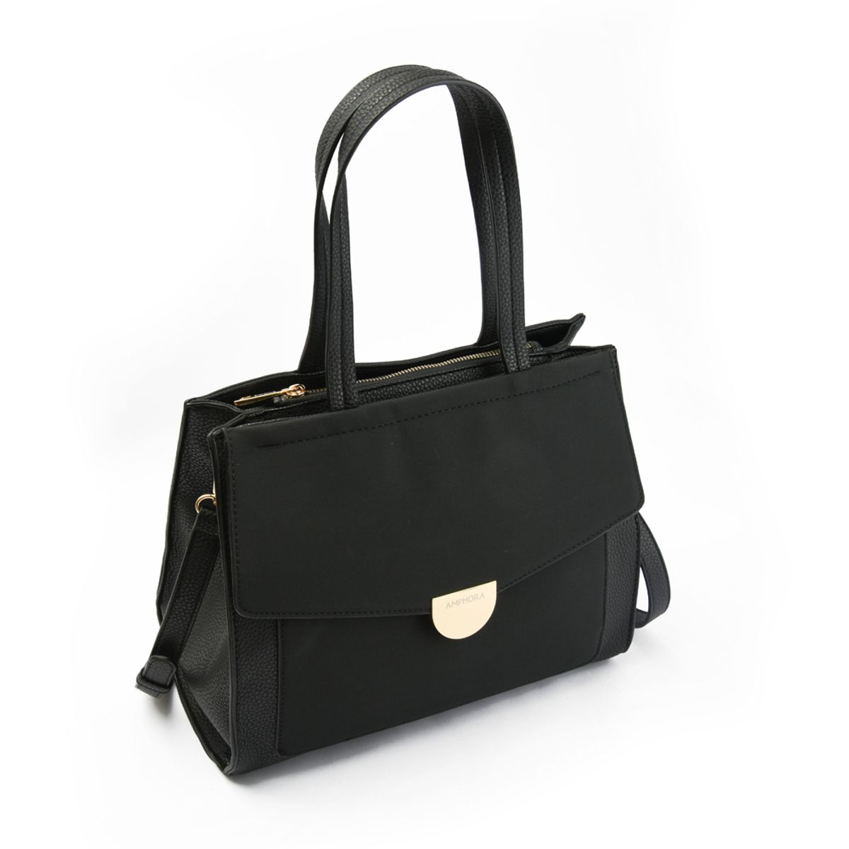 AMPHORA - Cartera tote tres divisiones noly negro