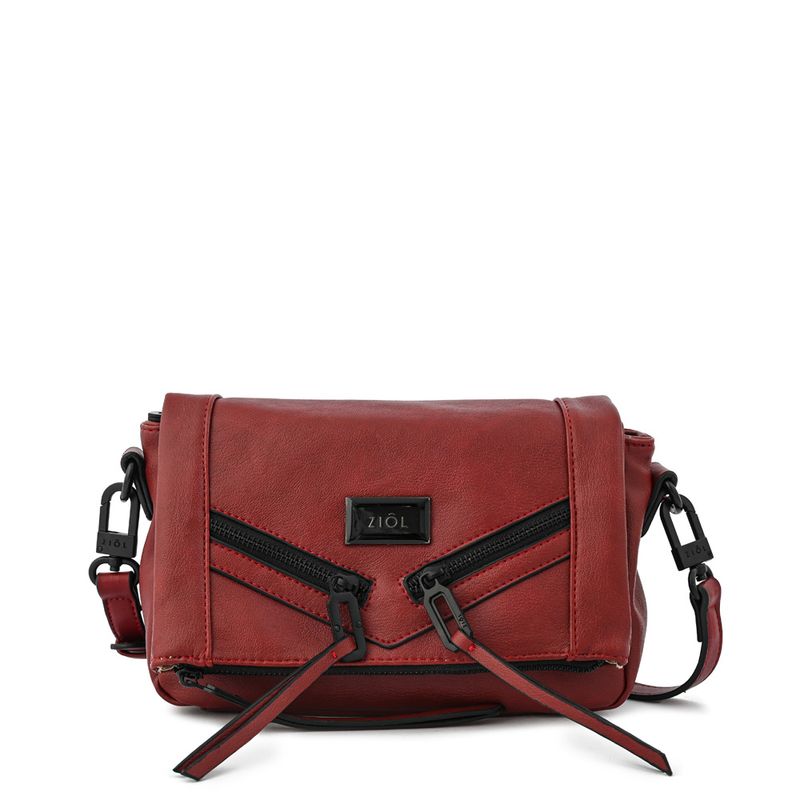ZIOL - Cartera bandolera con tapa pequeña ema rojo oscuro