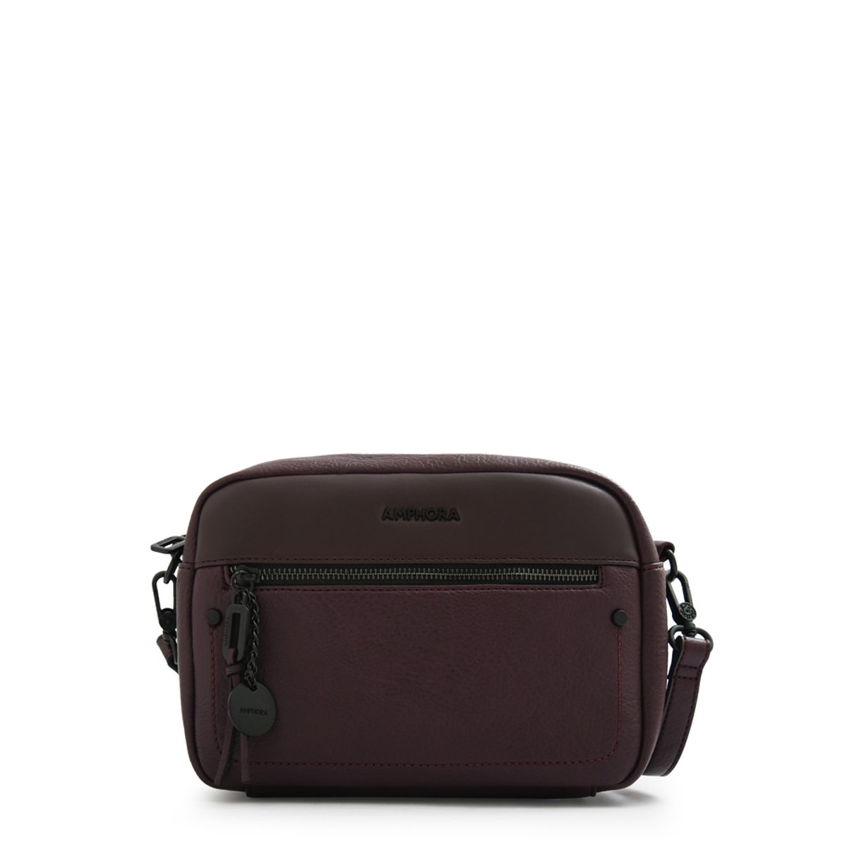 AMPHORA - Cartera bandolera paula mediana burdeo