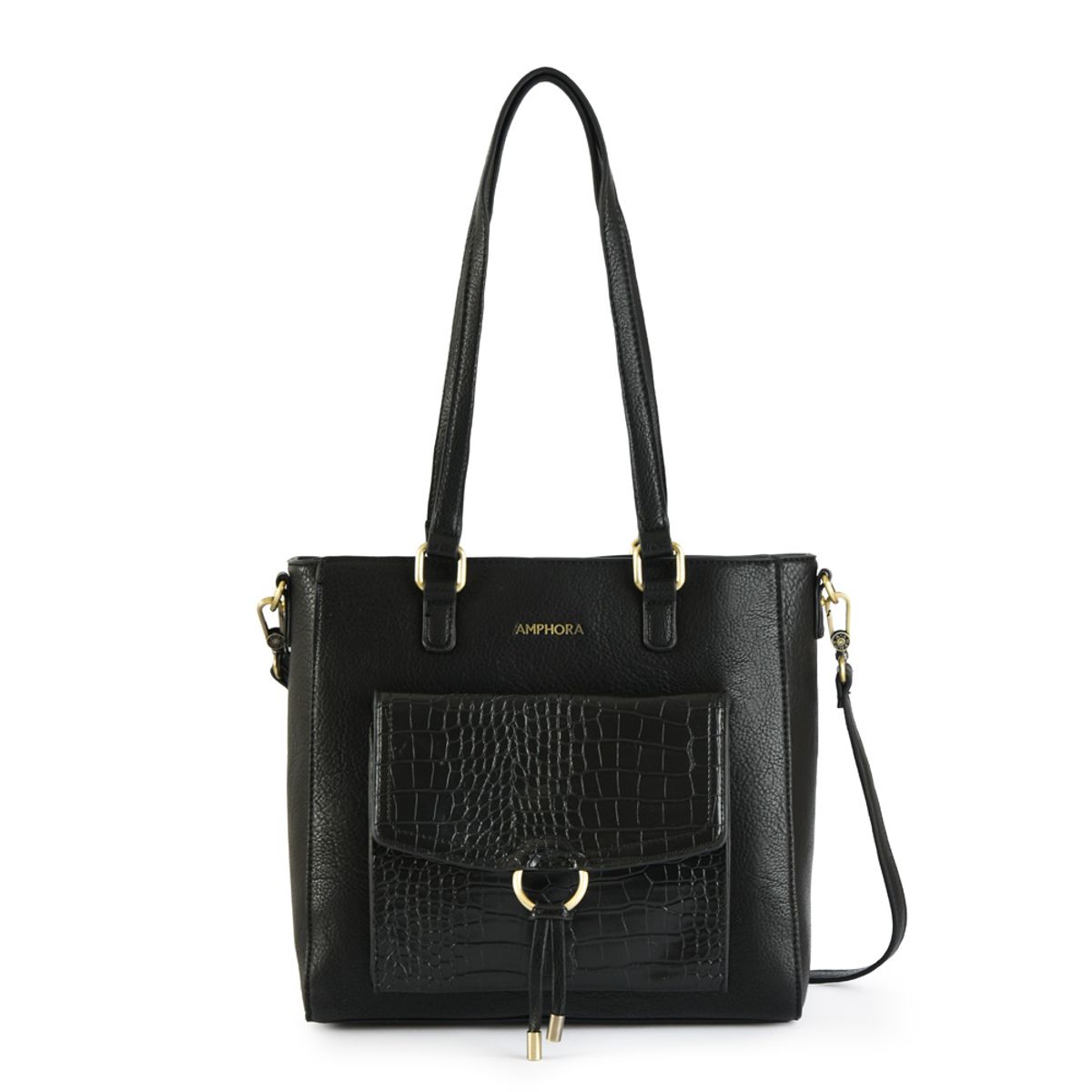 AMPHORA - Cartera tote tres divisiones lya mediana negro especial