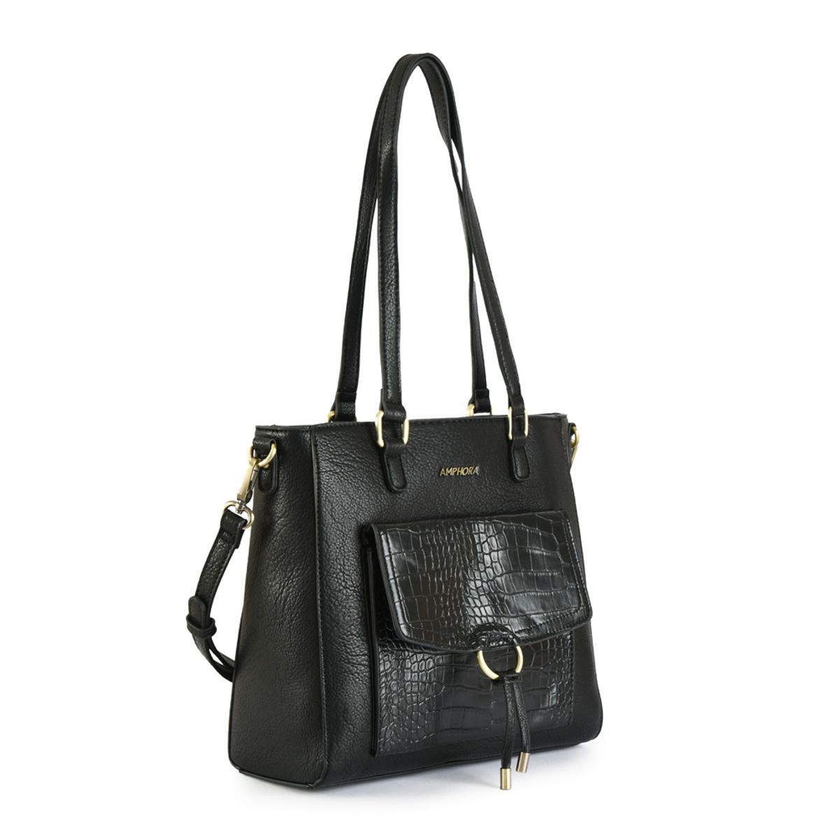 AMPHORA - Cartera tote tres divisiones lya mediana negro especial