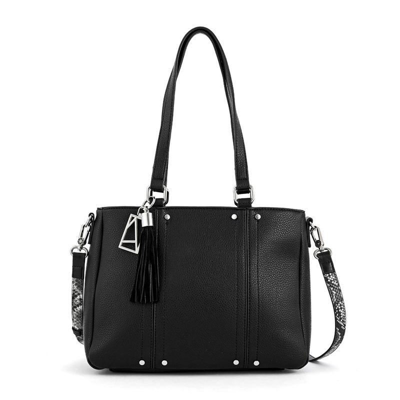AMPHORA - Cartera Dos Asas Tres divisiones mediana leroy negro