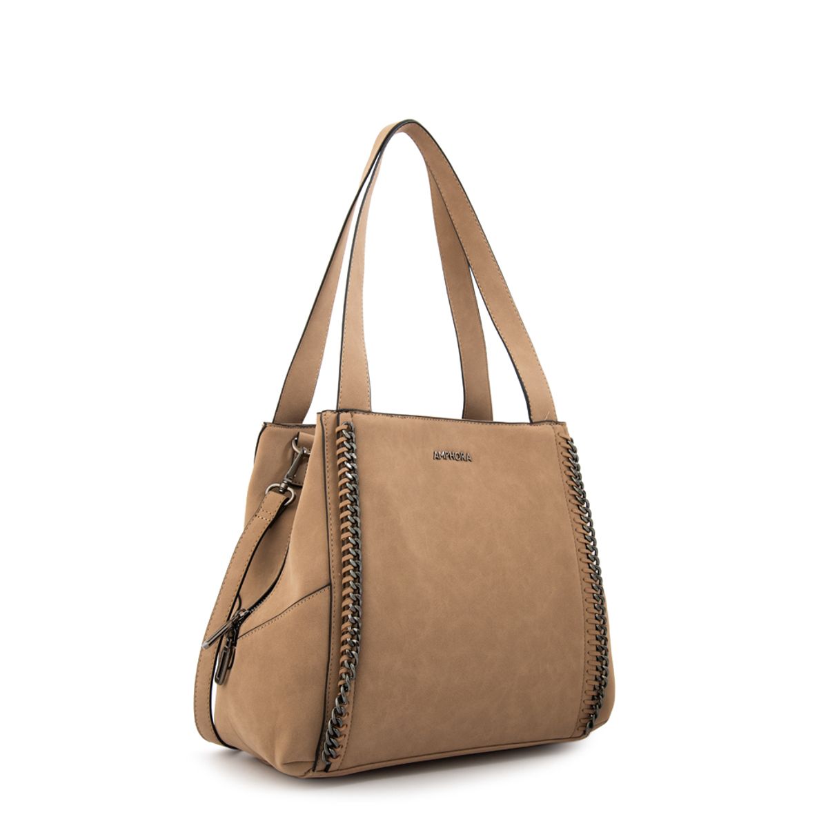 AMPHORA - Cartera tote tres divisiones maya grande taupe