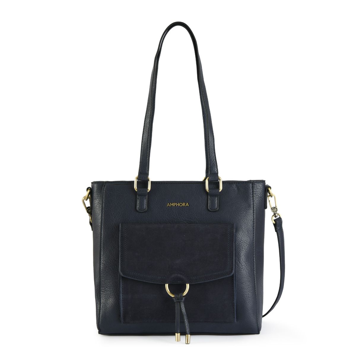 AMPHORA - Cartera tote tres divisiones lya mediana azul oscuro