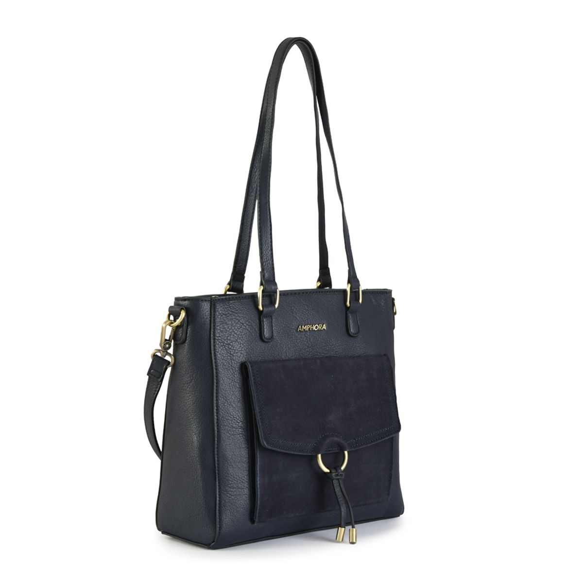 AMPHORA - Cartera tote tres divisiones lya mediana azul oscuro