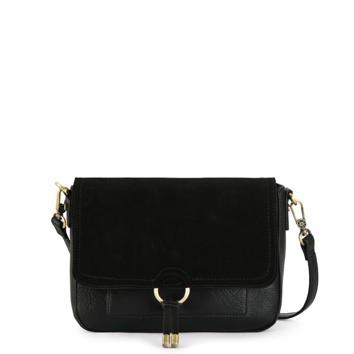 AMPHORA - Cartera bandolera con tapa lya pequeña negro