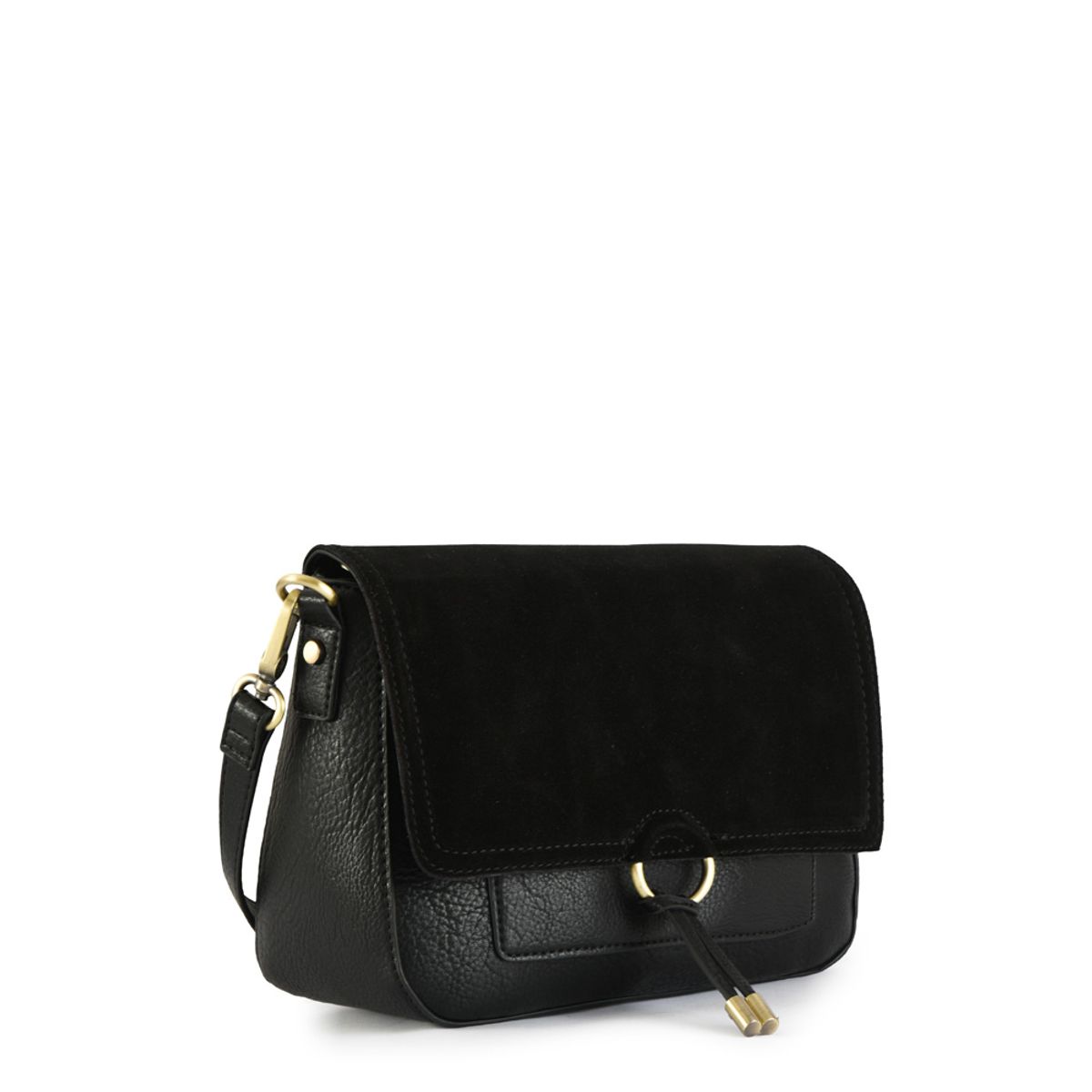 AMPHORA - Cartera bandolera con tapa lya pequeña negro