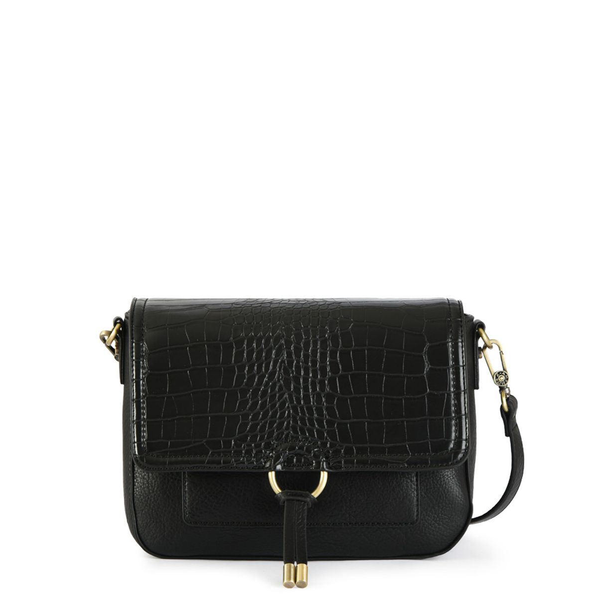 AMPHORA - Cartera bandolera con tapa lya pequeña negro especial