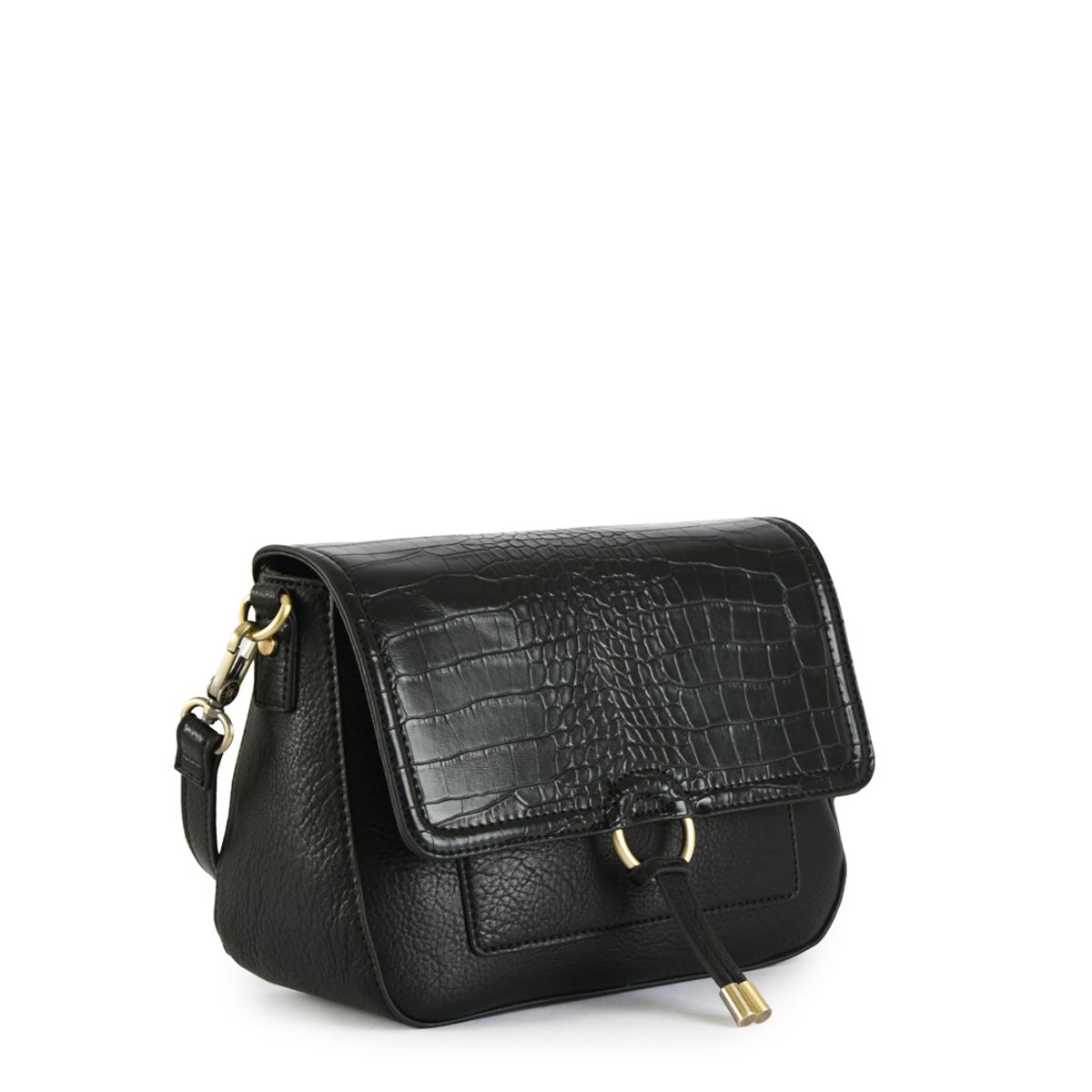 AMPHORA - Cartera bandolera con tapa lya pequeña negro especial
