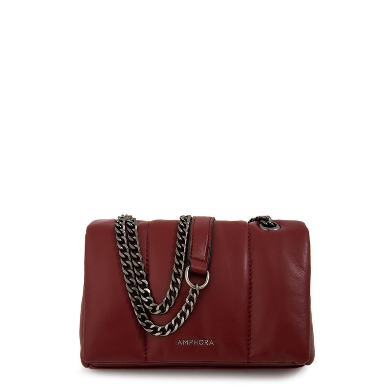 AMPHORA - Cartera bandolera con tapa elian mediana rojo oscuro