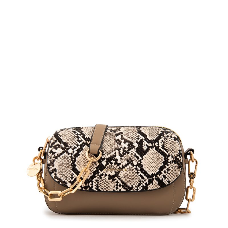 AMPHORA - Cartera Bandolera con tapa pequeña greta beige