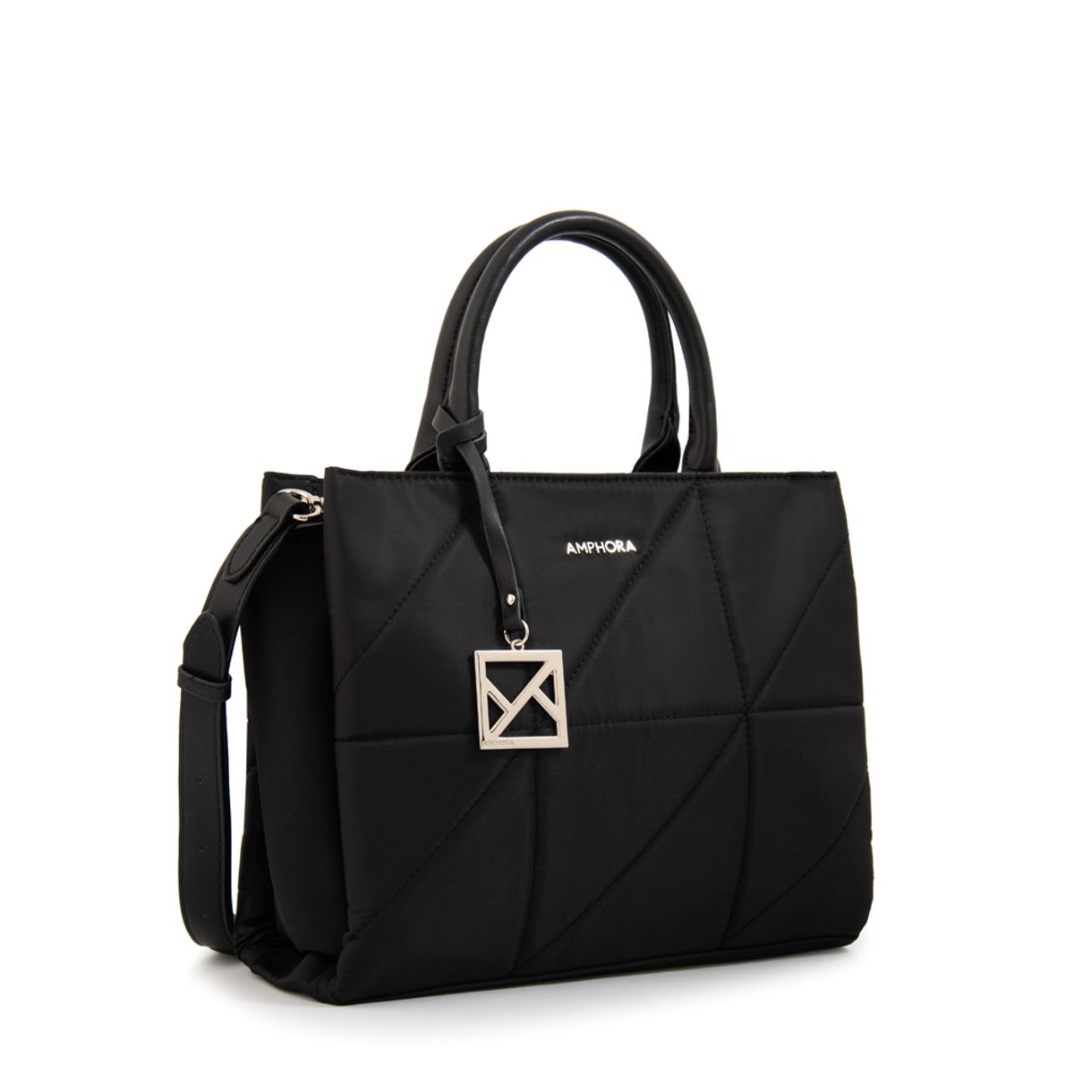 AMPHORA - Cartera tote tres divisiones meryl negro especial