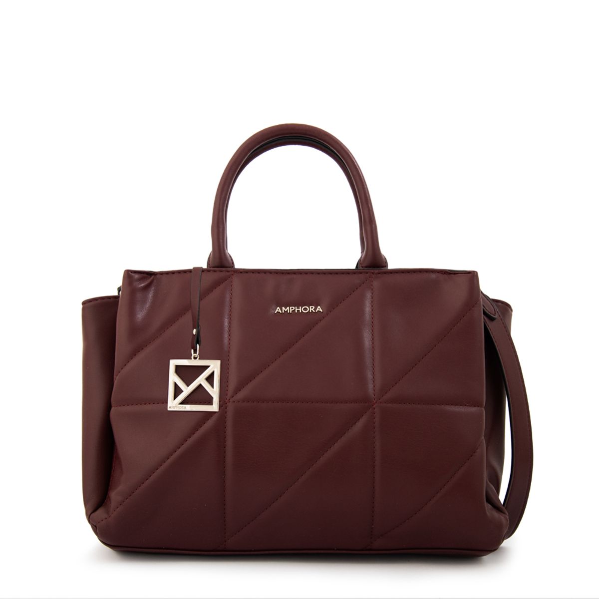 AMPHORA - Cartera tote tres divisiones meryl mediana burdeo
