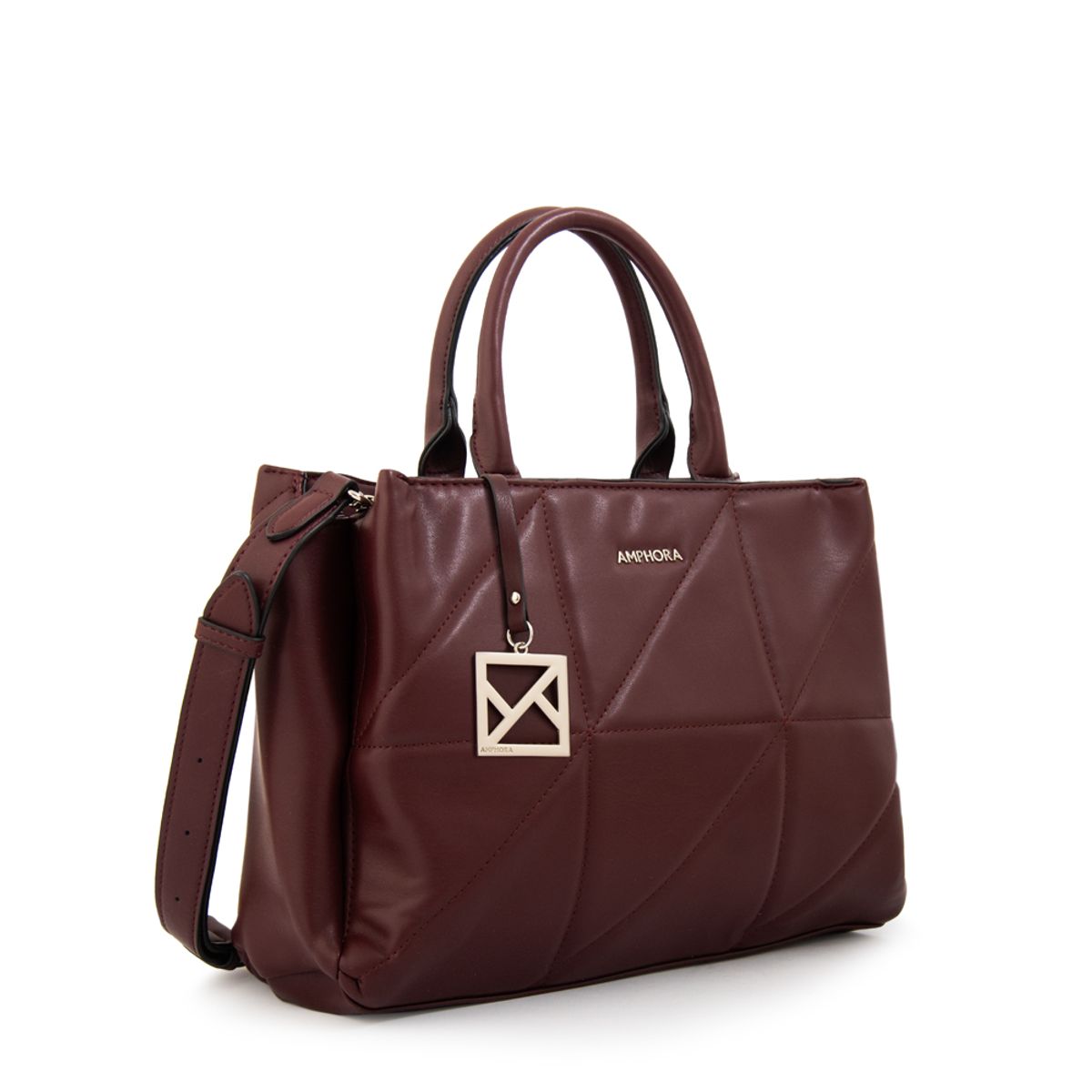 AMPHORA - Cartera tote tres divisiones meryl mediana burdeo