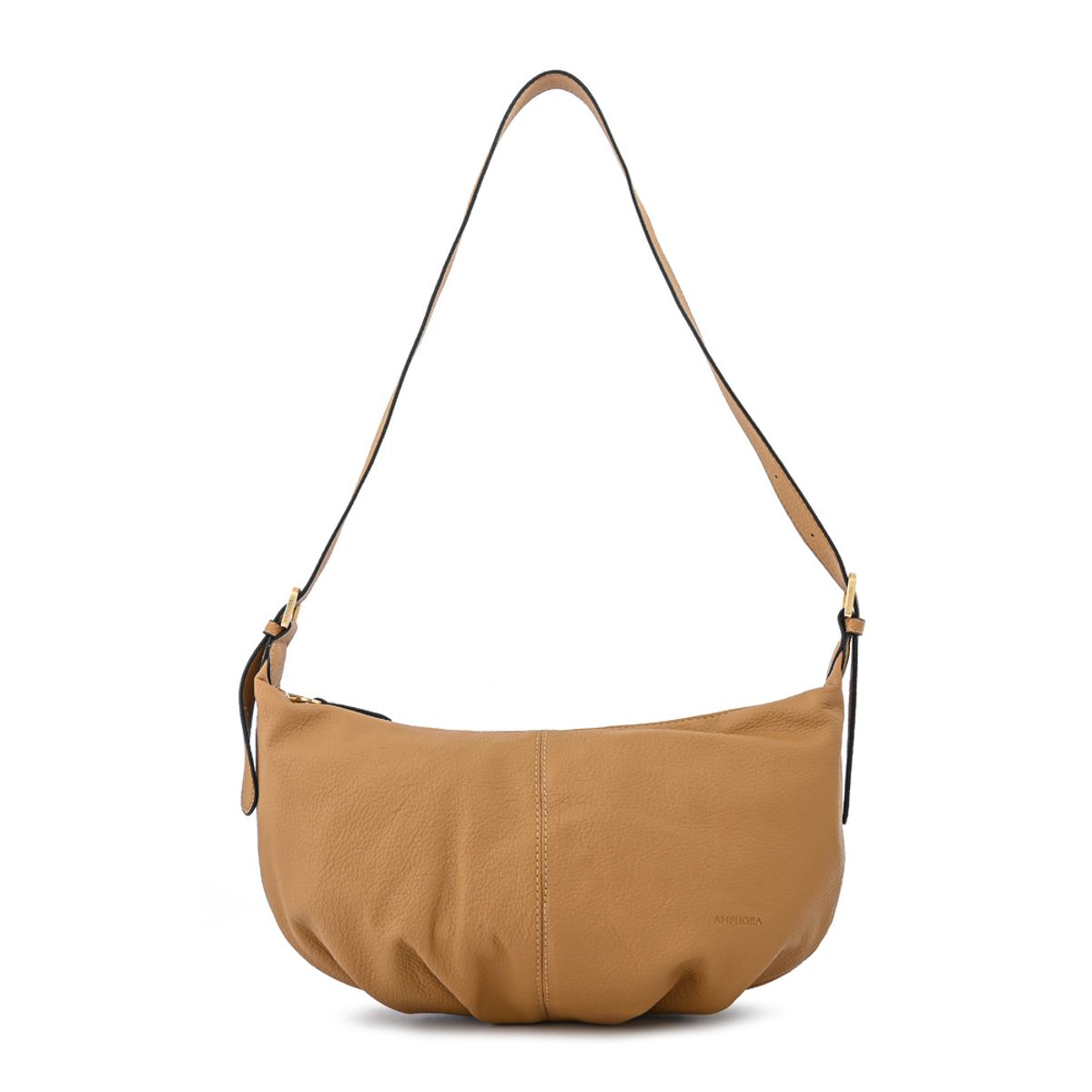 AMPHORA - Cartera corte oval blanche mediana camel