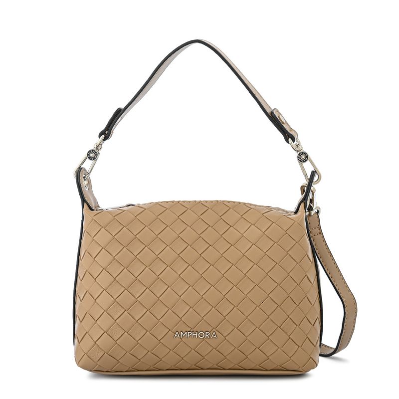 AMPHORA - Cartera corte oval pequeña bercy beige oscuro