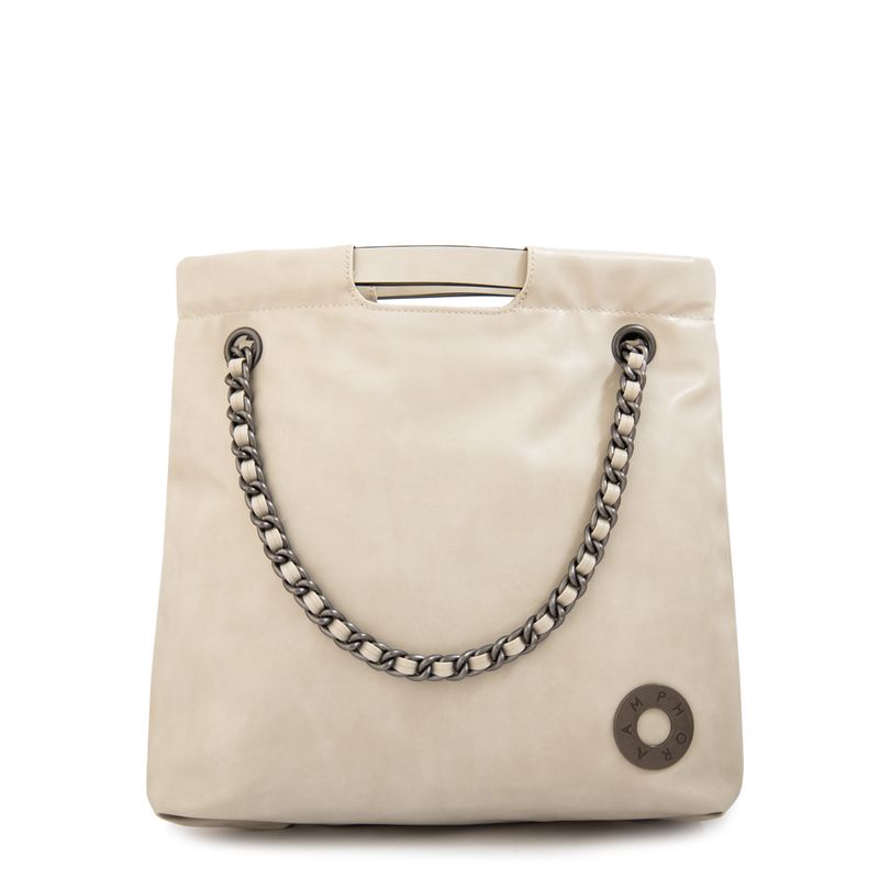 AMPHORA - Cartera Dos Asas grande riley blanco crudo