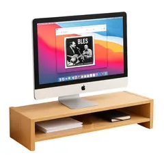 GENERICO - Soporte Monitor Con Estante Almacenamiento De 2 Niveles