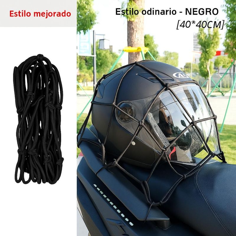 GENERICO - Red Equipaje Moto Casco Reflectante 6 Ganchos Elastico