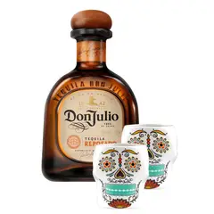 DON JULIO - Tequila Reposado 750cc + 2 Vasos Catrina de Regalo