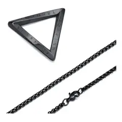 GENERICO - Collar Vikingo Titanio Triangulo Runas Nordicas Silver