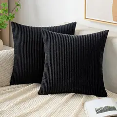 AZ AURAZEUS - Set De 2 Fundas De Cojines Cama Sillon Suave Negra 45 X 45 Aura Zeus