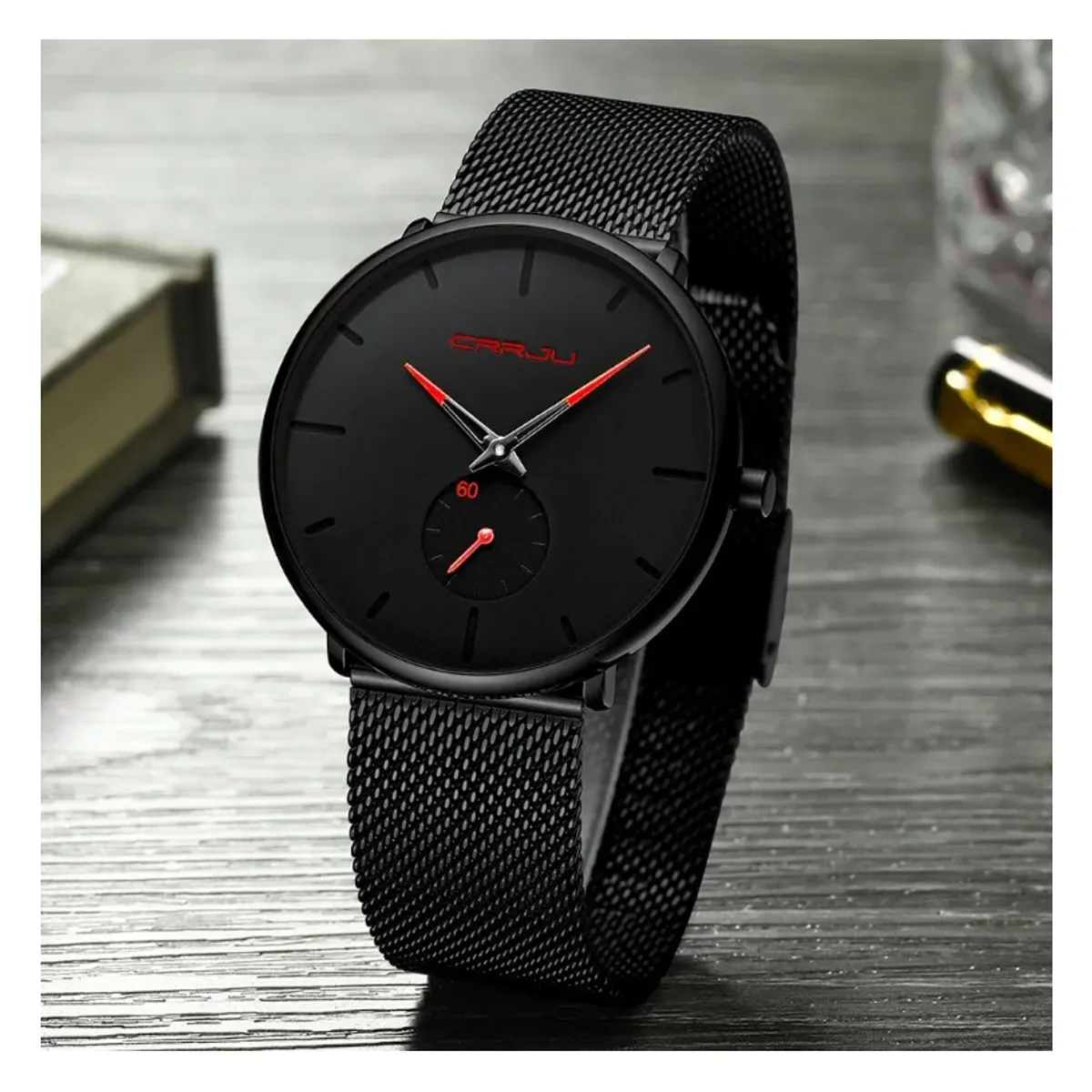 GENERICO - Reloj Crrju Black Red Hombre Caballeros Masculino Royal Madriz
