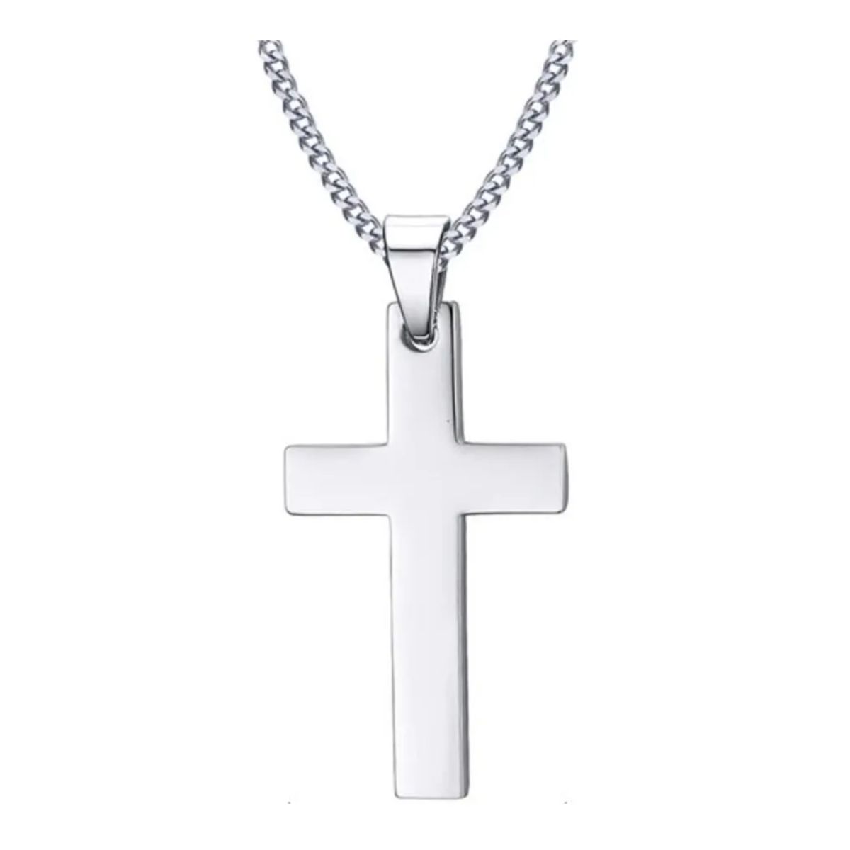 GENERICO - Collar Cruz Silver Space Hombre Mujer Moda Masculina Royal Madriz