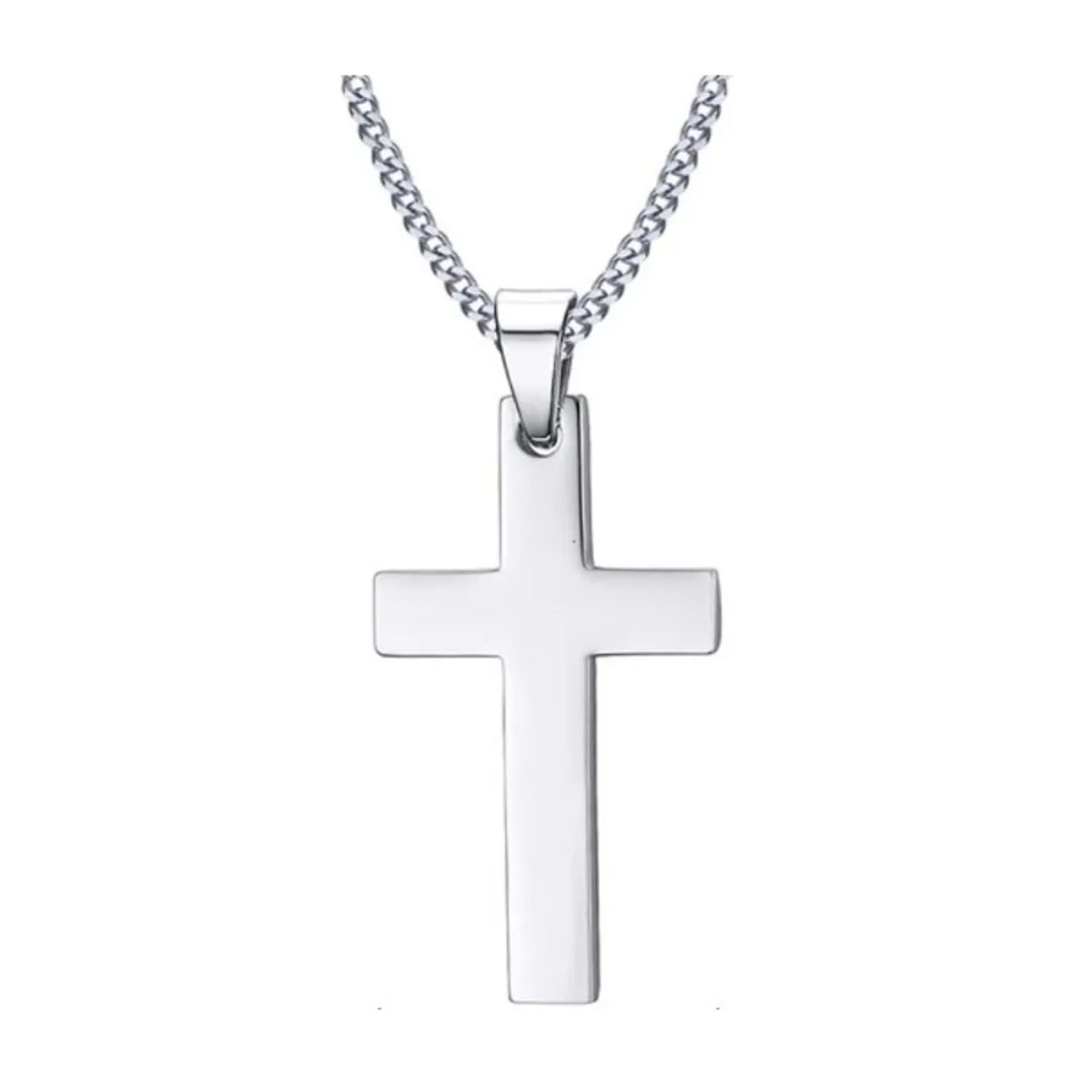 GENERICO - Collar Cruz Silver Space Hombre Mujer Moda Masculina Royal Madriz