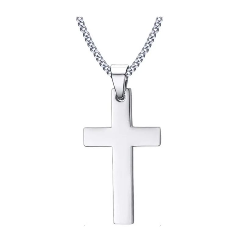 GENERICO - Collar Cruz Silver Space Hombre Mujer Moda Masculina Royal Madriz