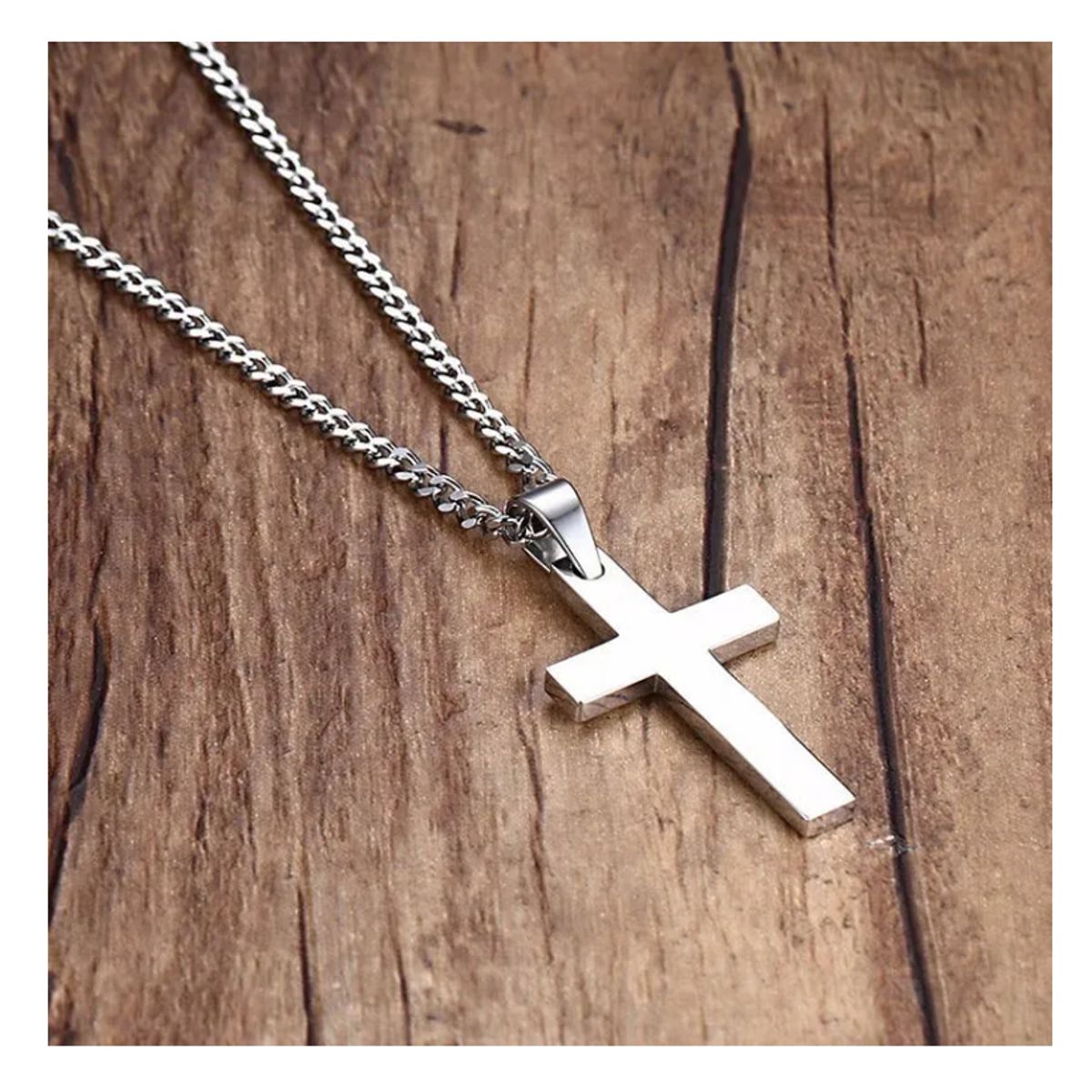 GENERICO - Collar Cruz Silver Space Hombre Mujer Moda Masculina Royal Madriz