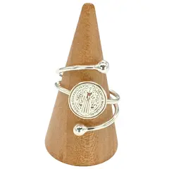 GENERICO - Anillo San Benito de Plata Ajustable Amuleto de Protección
