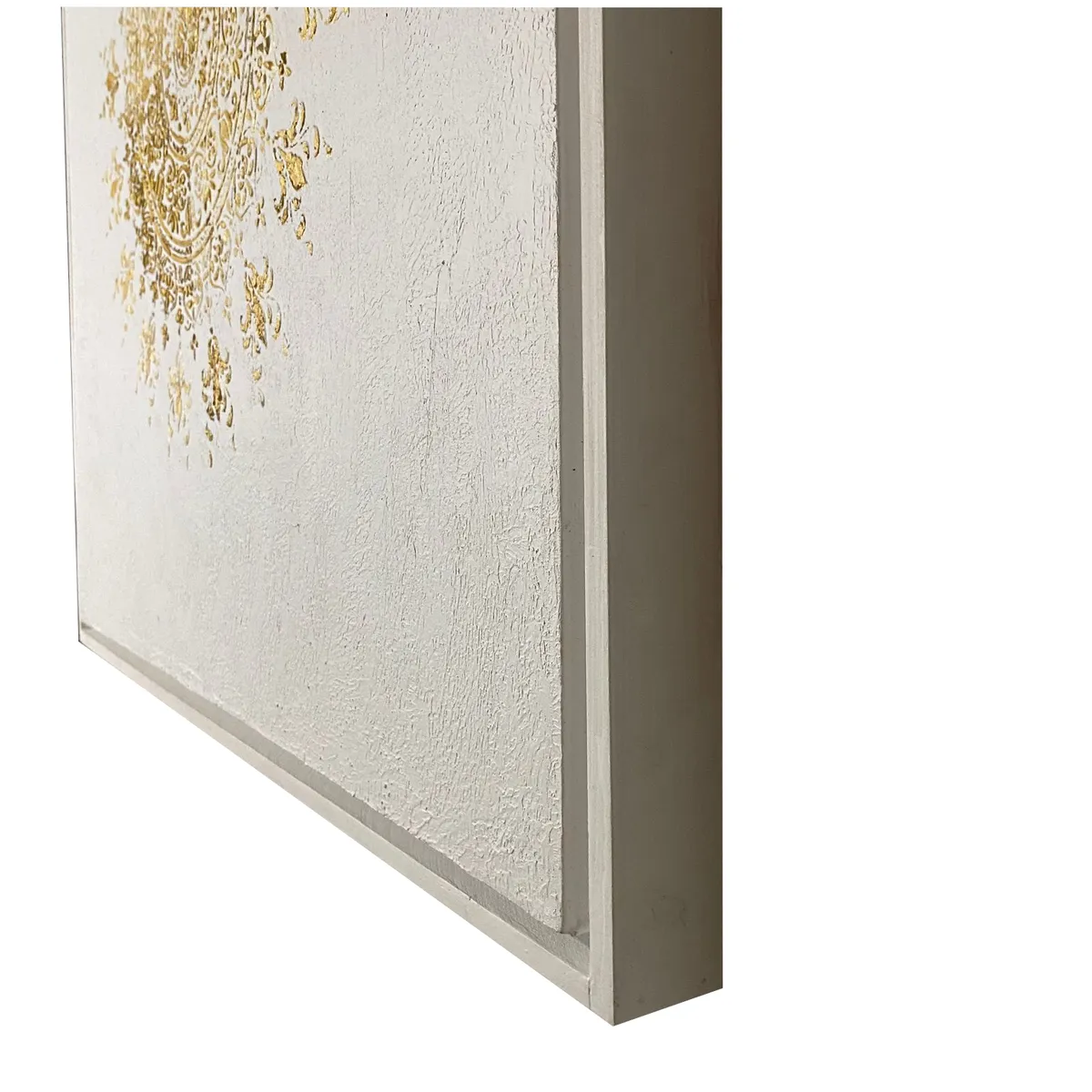 GENERICO - Cuadro Decorativo Mandala Texturizado Dorado Fondo Blanco Moderno 80x80 cm