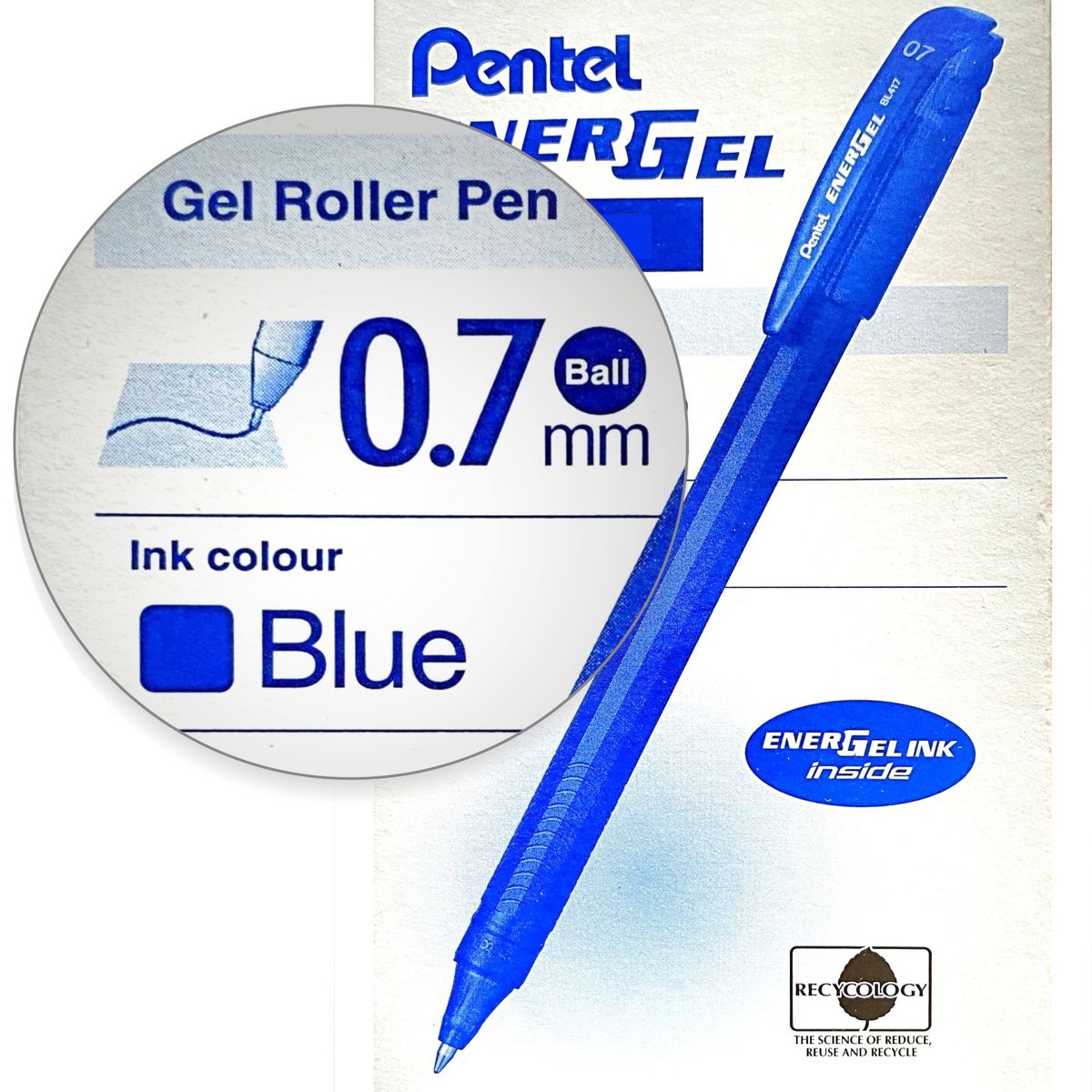 PENTEL - Roller Lapiz Gel Pentel Makkuro 07mm Azul - 12uni