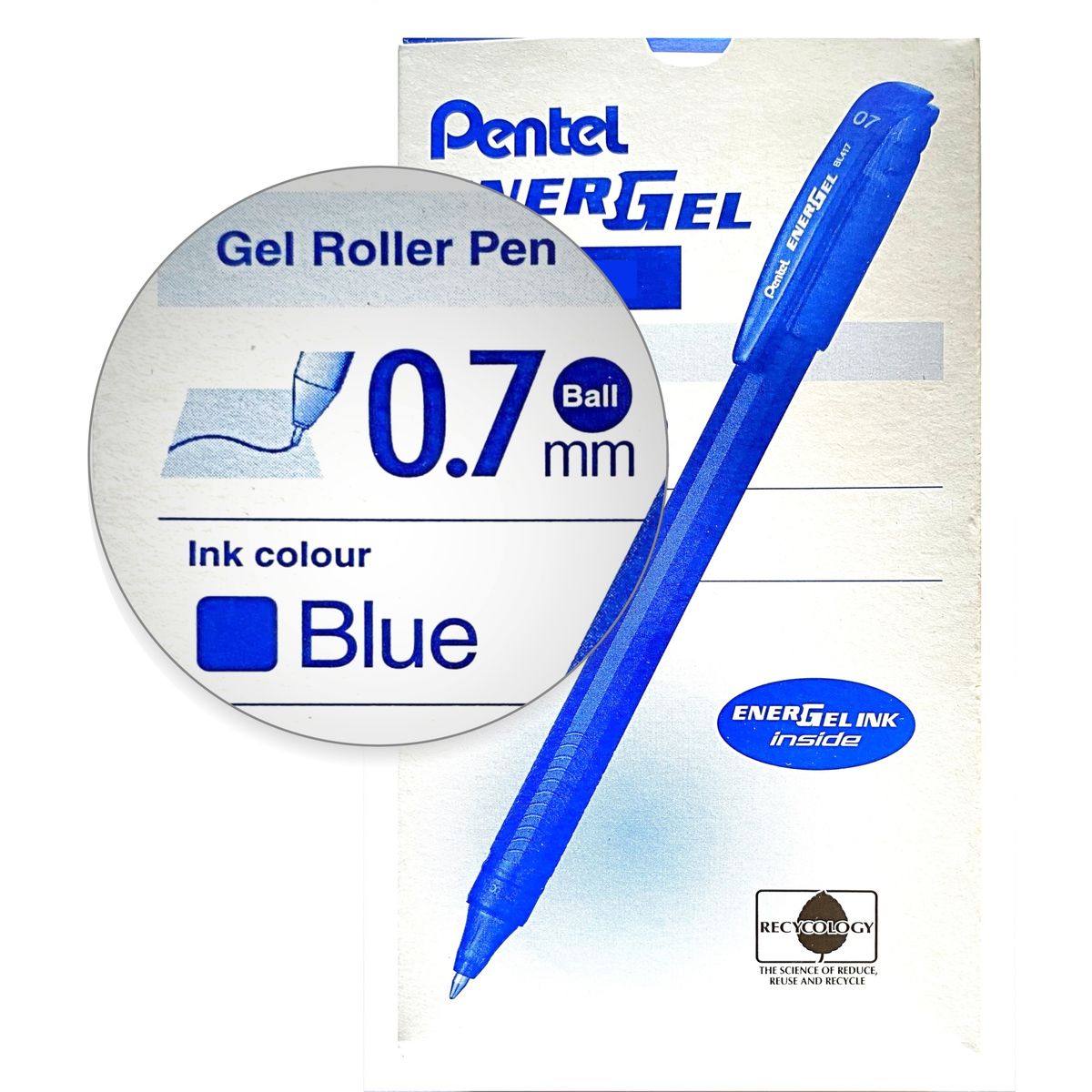 PENTEL - Roller Lapiz Gel Pentel Makkuro 07mm Azul - 12uni