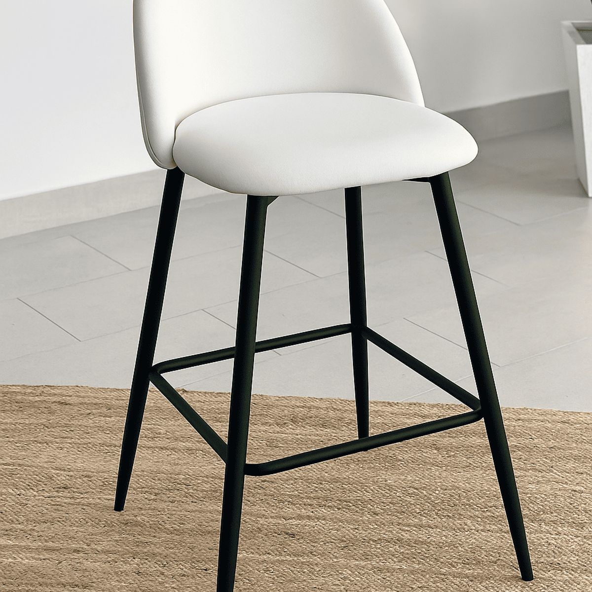 MOBOI - Piso de Bar Taburete Velvet 66cm Terciopelo Blanco