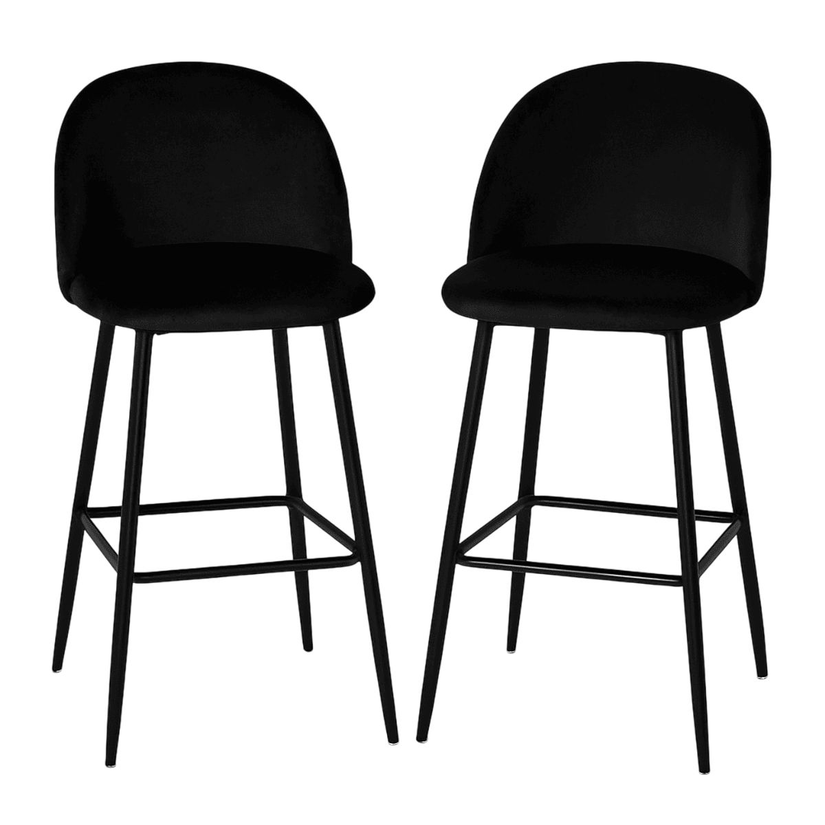 MOBOI - Pack 2 Pisos de Bar Taburete Velvet 66cm Terciopelo Negro