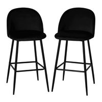 Pack 2 Pisos de Bar Taburete Velvet 66cm Terciopelo Negro