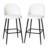 Pack 2 Pisos de Bar Taburete Velvet 66cm Terciopelo Blancos