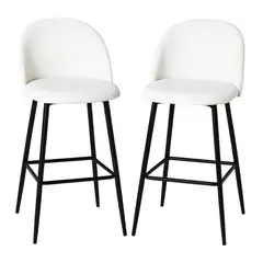 MOBOI - Pack 2 Pisos de Bar Taburete Velvet 66cm Terciopelo Blancos