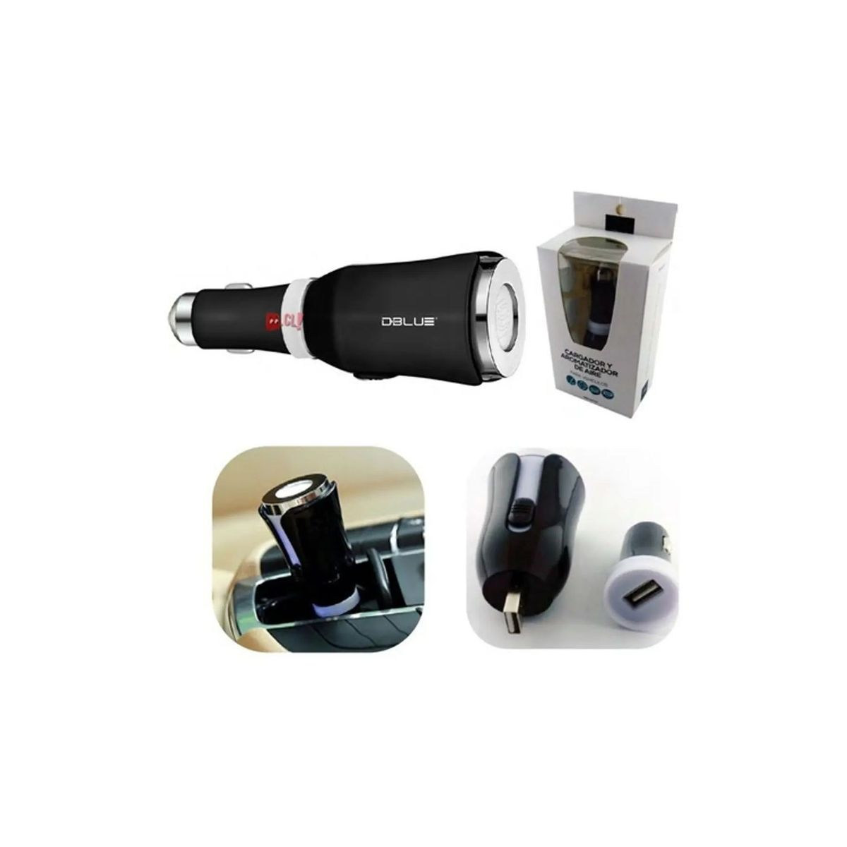 DBLUE - Purificador De Aire Para Auto Conexión Usb O Encendedor - Ps