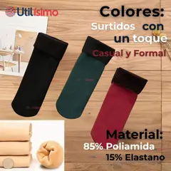UTILISIMO - Pack 12 Pares Calcetines Polar Térmico Interior Afelpado Mujer Surtido