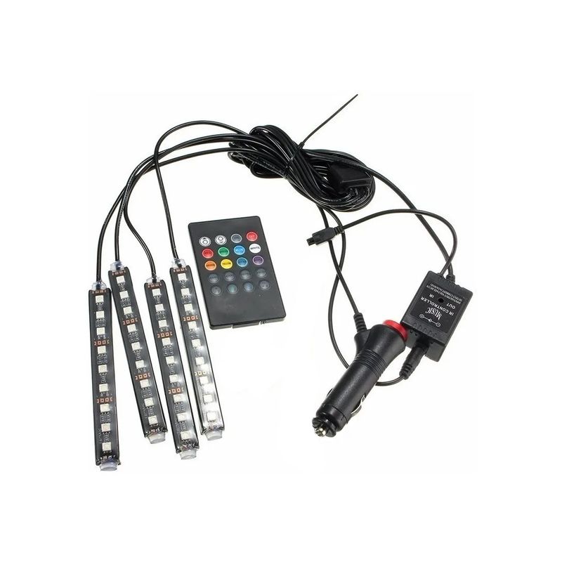 PUNTO STORE - Kit De 4 Tiras Led Flexibles Rgb Para Autos - Ps