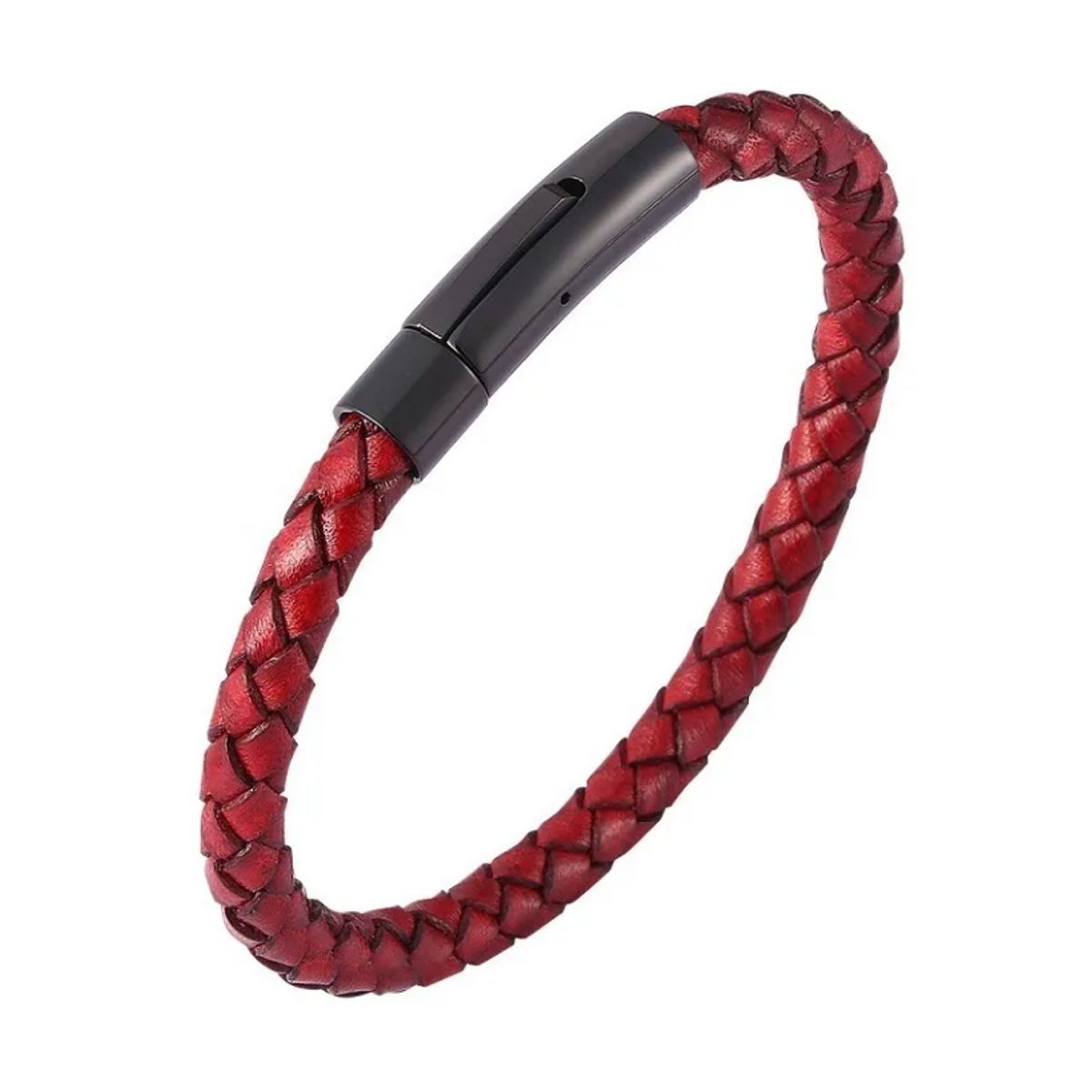GENERICO - Pulsera De Cuero Black And Red Hombre Moda Royal Madriz