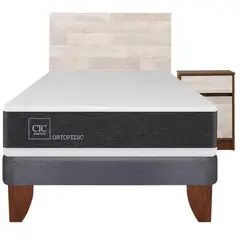 CIC - Cama Europea Newortoped 1.5 Plazas + Respaldo + 1 Velador
