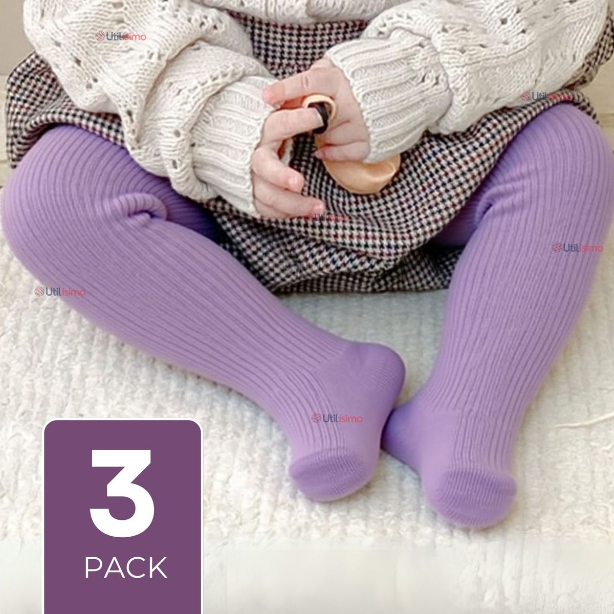 UTILISIMO - Pack 3 Pantys Primera Capa Unicolor Surtido Ballerina Bebé