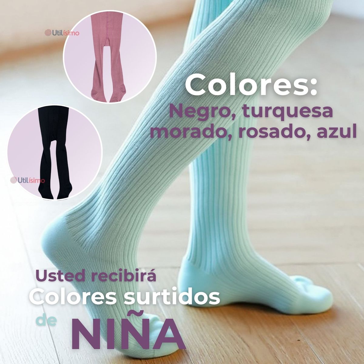 UTILISIMO - Pack 3 Pantys Primera Capa Unicolor Surtido Ballerina Bebé