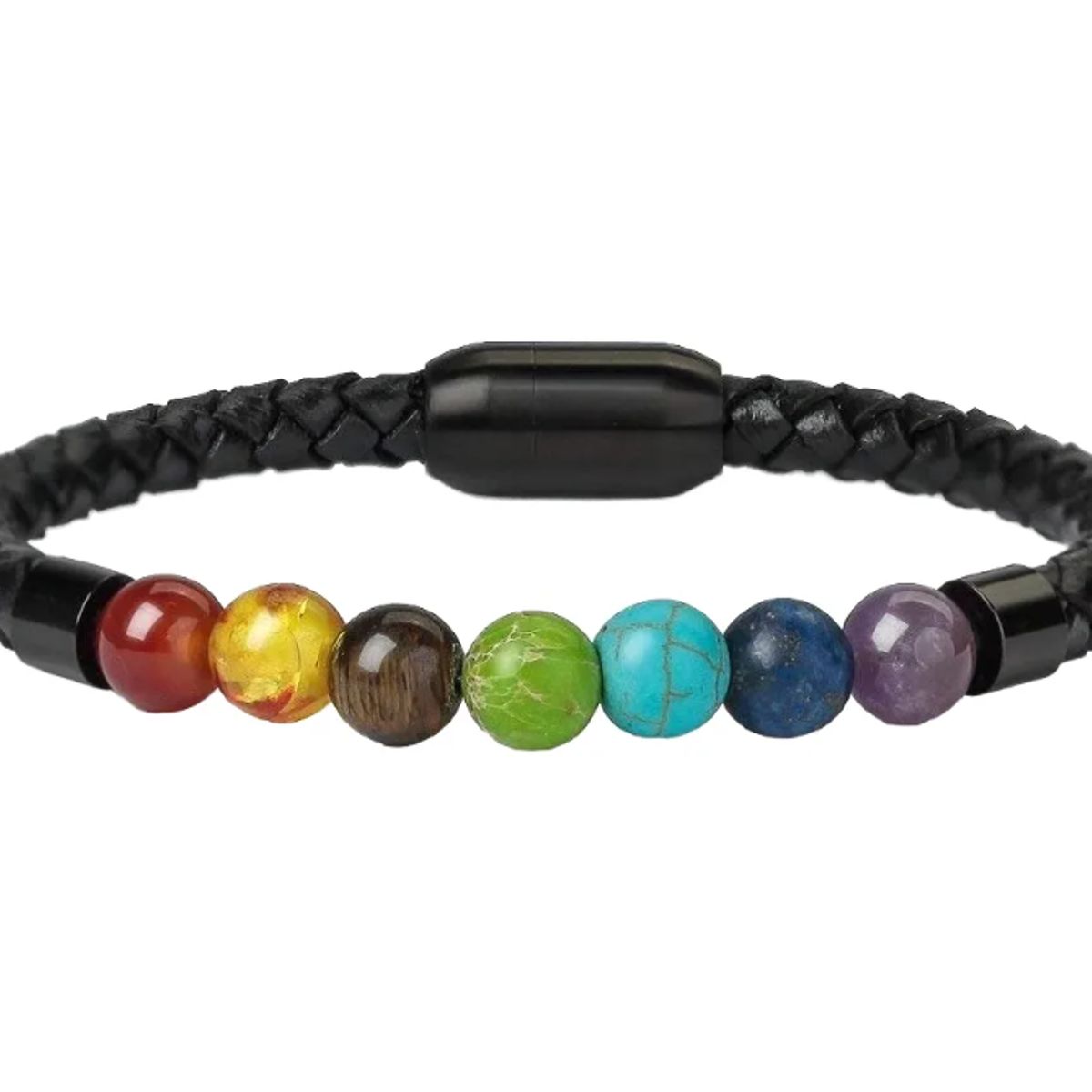 GENERICO - Pulsera De Cuero 7 Chakras Hombre Mujer Moda Royal Madriz