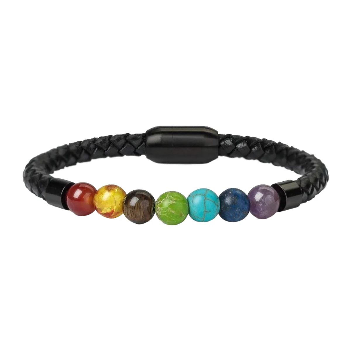 GENERICO - Pulsera De Cuero 7 Chakras Hombre Mujer Moda Royal Madriz