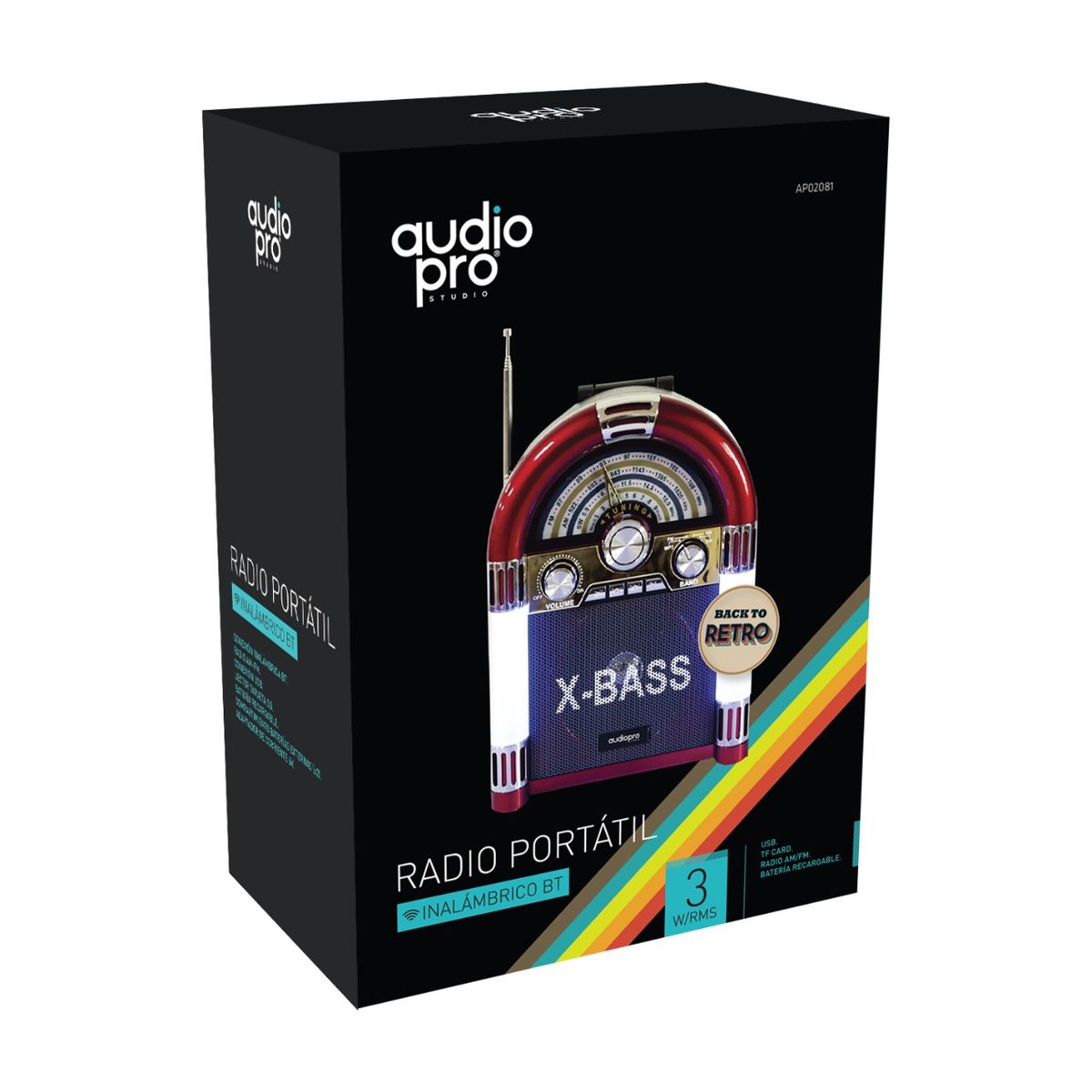 AUDIO PRO - Radio Retro Estilo Rockola Bluetooth Portátil - Ps